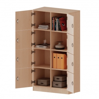 Schließfachschrank, 4 OH, 8 Schließfächer,  B/H/T 80x154x40cm 